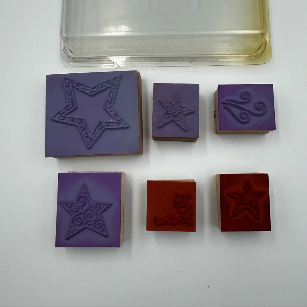 Stampin' Up! Holiday Mounted Rubber Stamp Sets Tree Trimmings Stars To: From: - Picture 7 of 12